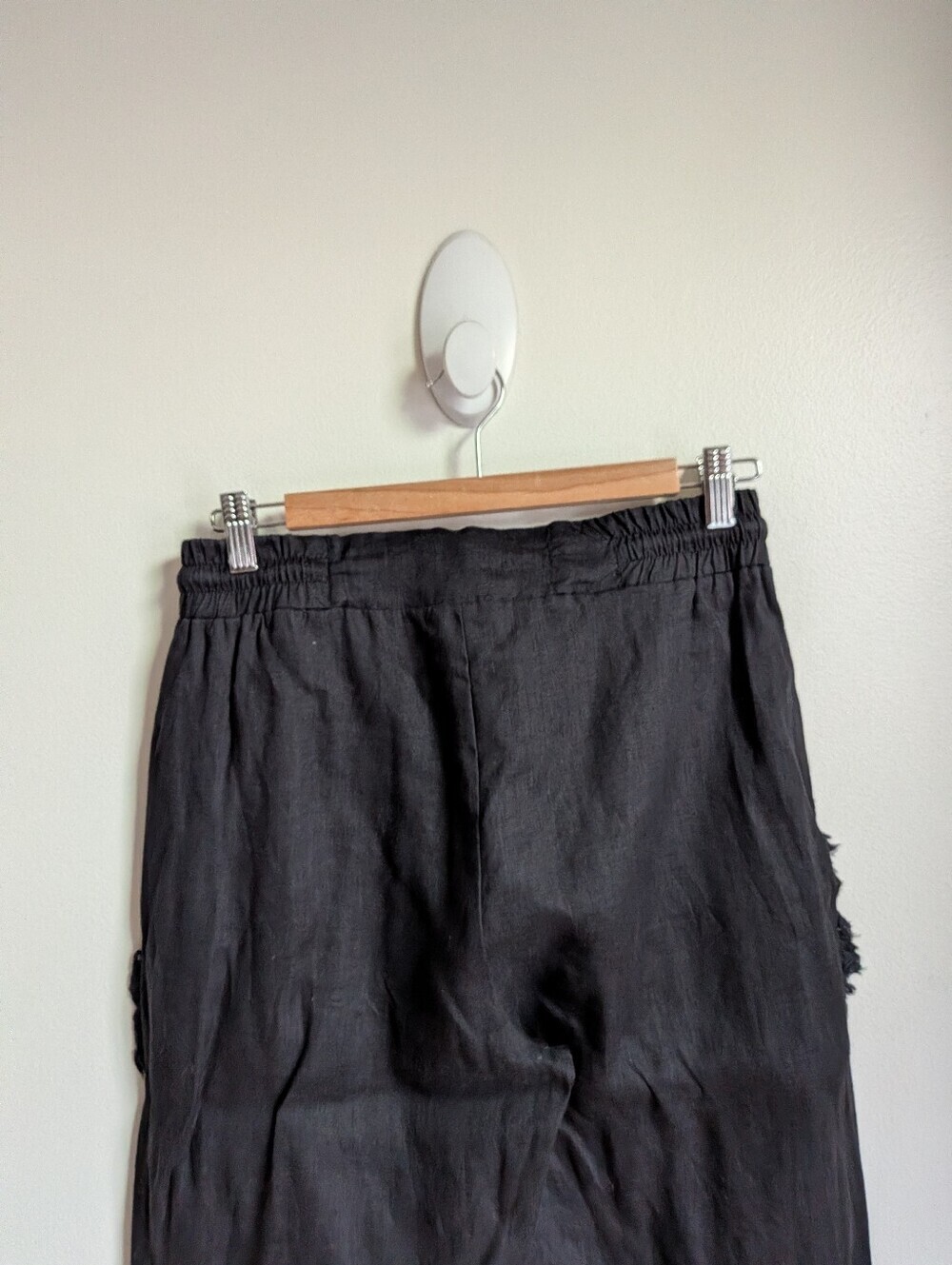 UCHUU MONTREAL Black Relaxed Contemporary Drawstring Linen Pants Size Small - Picture 5 of 8